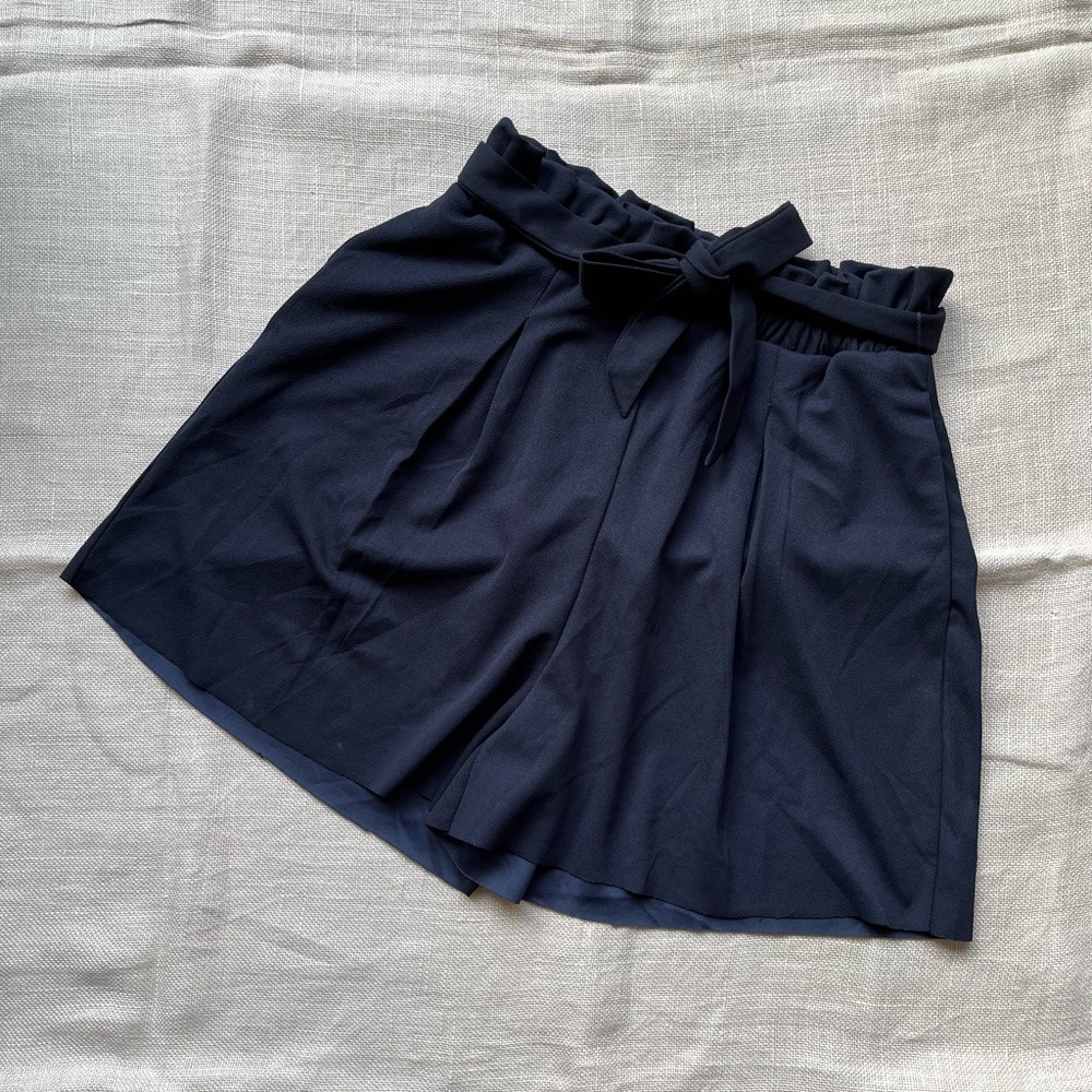 ONLY Navy Blue Paperbag Waist Shorts - Picture 1 of 6